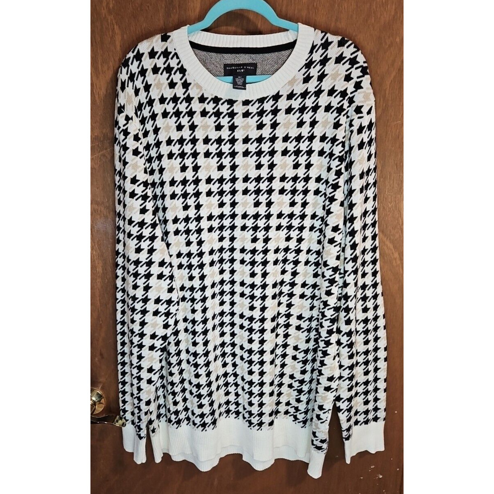 Shaquille O'Neal XLG Big & Tall XXL Crew Pullover 2XL Sweater Houndstooth *EUC*
